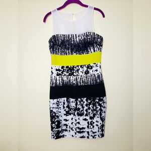 BCBG MaxAzria Womens Sheath Dress Black/White/Green Size 4